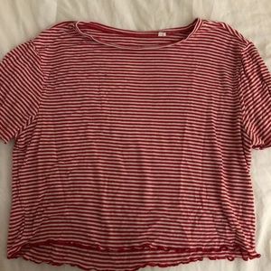 PACSUN RED STRIPED COMFY CROP TEE